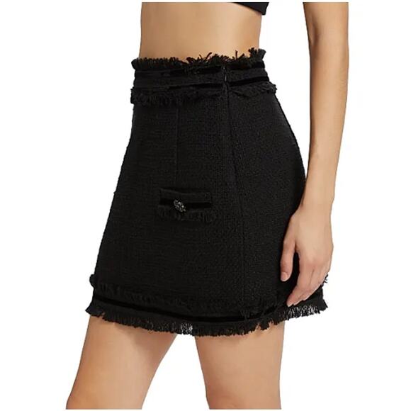 Cinq à Sept Women's Black Christie Tweed Mini Skirt Size 12 - Picture 3 of 12